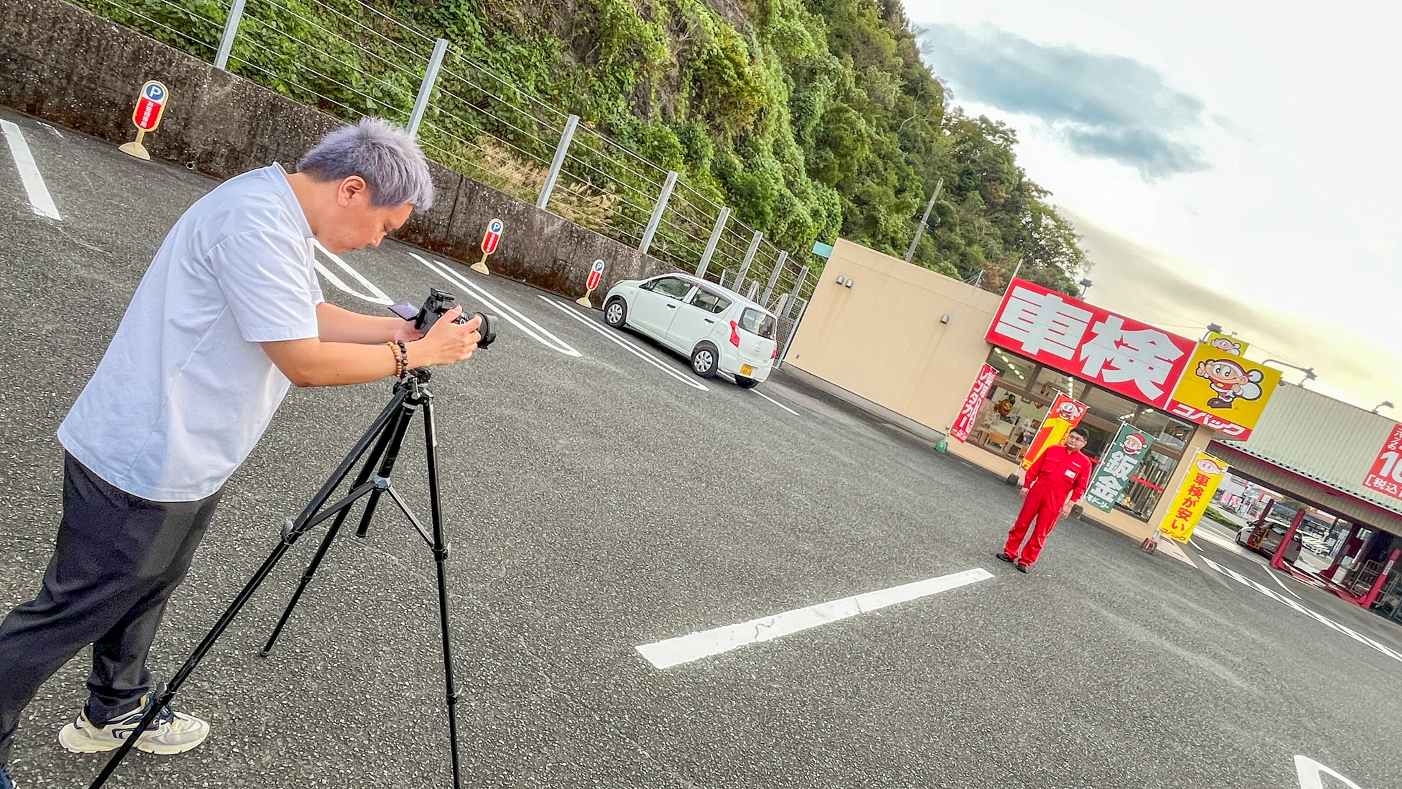 車検のコバックオイル交換キャンペーンの撮影